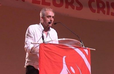 Philippe Poutou, lors de son meeting à Toulouse pendant la campagne des élection présidentielles